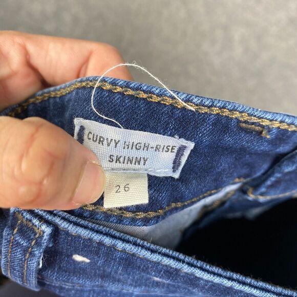 Madewell Curvy High-Rise Skinny Jeans in Dark Wash Blue Size 26 - Picture 10 of 13